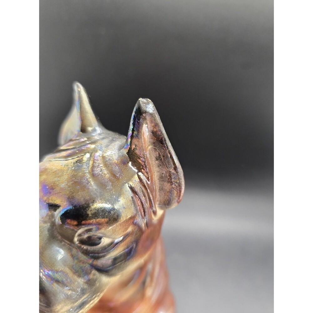 Vintage 7" Ceramic Brown Boxer Dog Figurine Japan Gold Sparkle - Picture 10 of 10